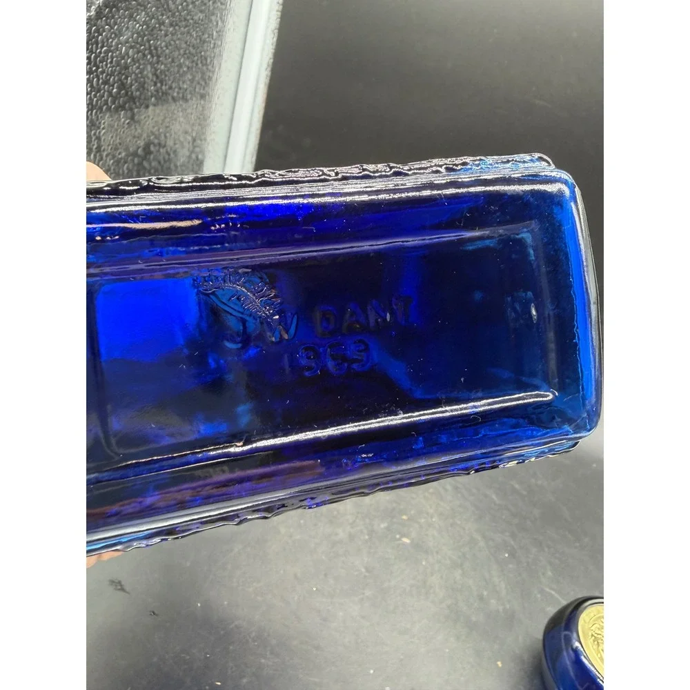Vintage American Legion 50th Anniversary Cobalt Blue Glass Decanter J.W. Dant